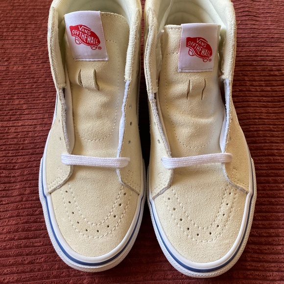 Brand new VANS Sk8 Hi leather cream and white high tops Womens size 8, Mens 6 - Picture 3 of 9